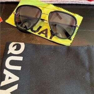 Quay Australia Gold and Black Aviator Sunglasses